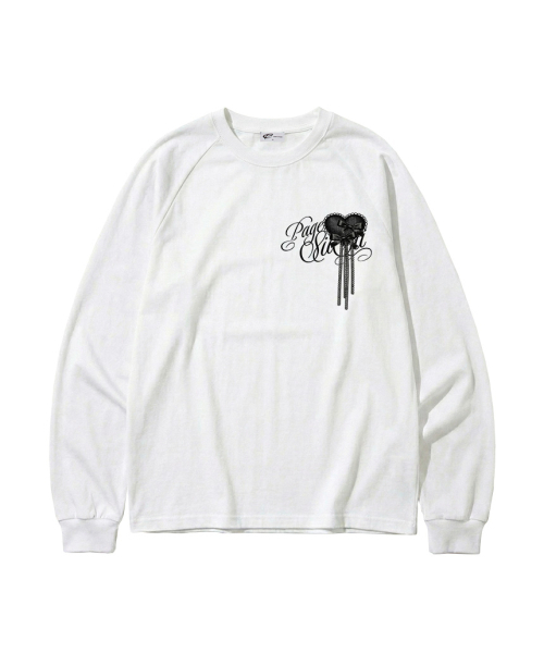 PAGESIISII(ページシシ)の「ハートリボンブローチプリントオーバーサイズロングスリーブホワイト(Tシャツ/カットソー・レディース・その他・MEDIUM/LARGE)」の3枚目の写真