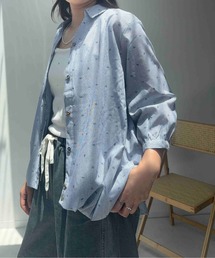 〇色々釦 かのこタック 7分袖スキッパーシャツ