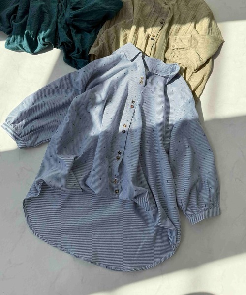AS KNOW AS plus(アズノゥアズプラス)の「〇色々釦 かのこタック 7分袖スキッパーシャツ(シャツ/ブラウス・レディース・ベージュ/グリーン/ブルー系/ホワイト系・FREE)」の12枚目の写真