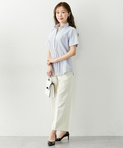 Nissen glamor(ニッセングラマー)の「【大きい胸専用】ボタンがきちんと閉まる美ラインストライプ半袖スキッパーシャツ(シャツ/ブラウス・レディース・ブルー/ホワイト×ブルー・M/3L/LL/L)」の16枚目の写真