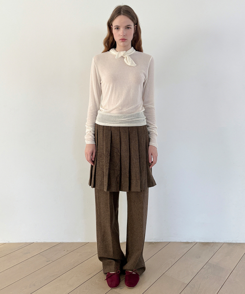 SINOON(シヌーン)の「SN Wool Blend Straight Pants (Brown)(その他パンツ・レディース・ダークブラウン・SMALL/MEDIUM)」の2枚目の写真