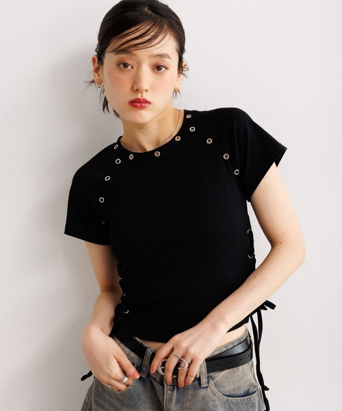 RAGEBLUE(レイジブルー)の「ハトメレースアップコンパクトT(Tシャツ/カットソー・レディース・ブラック/ホワイト/グレー・FREE)」の20枚目の写真