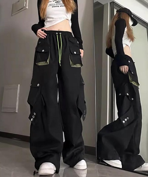 Miniministore(ミニミニストア)の「パラシュートパンツ韓国風カーゴパンツ春秋(カーゴパンツ・レディース・ブラック・M/L/XL)」の22枚目の写真