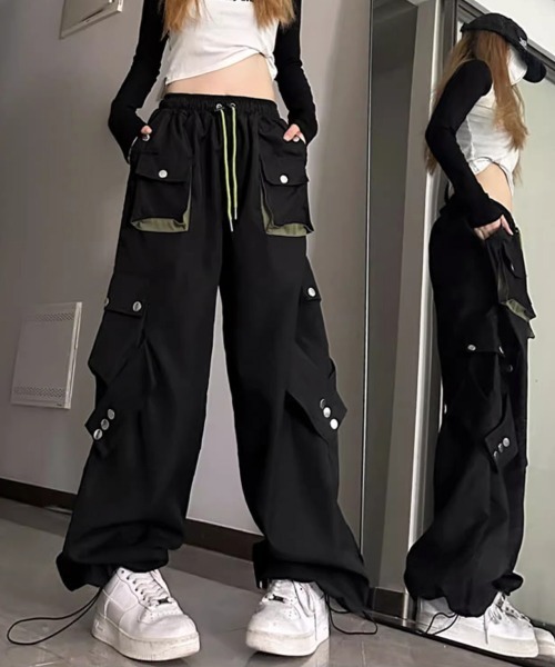 Miniministore(ミニミニストア)の「パラシュートパンツ韓国風カーゴパンツ春秋(カーゴパンツ・レディース・ブラック・M/L/XL)」の21枚目の写真