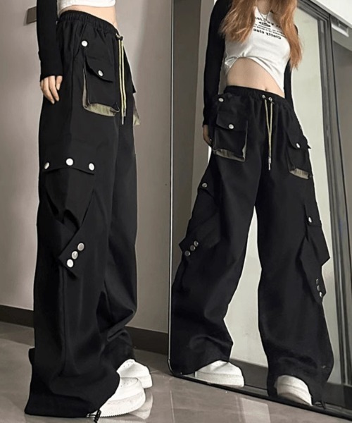 Miniministore(ミニミニストア)の「パラシュートパンツ韓国風カーゴパンツ春秋(カーゴパンツ・レディース・ブラック・M/L/XL)」の20枚目の写真