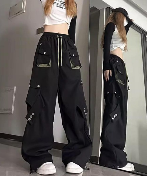 Miniministore(ミニミニストア)の「パラシュートパンツ韓国風カーゴパンツ春秋(カーゴパンツ・レディース・ブラック・M/L/XL)」の19枚目の写真