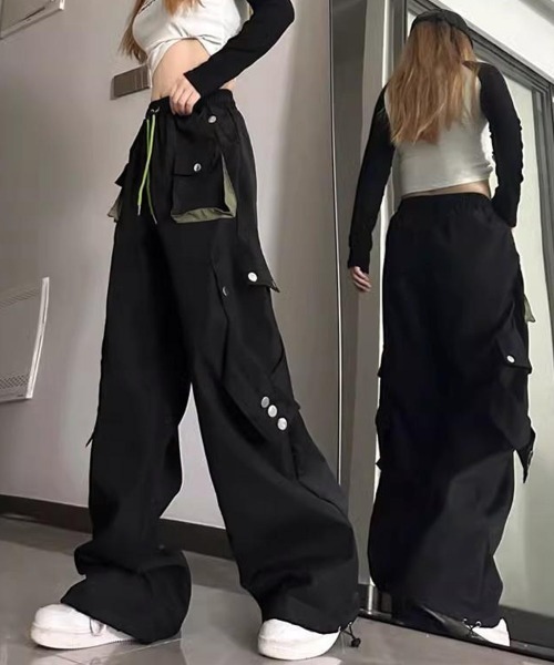 Miniministore(ミニミニストア)の「パラシュートパンツ韓国風カーゴパンツ春秋(カーゴパンツ・レディース・ブラック・M/L/XL)」の18枚目の写真