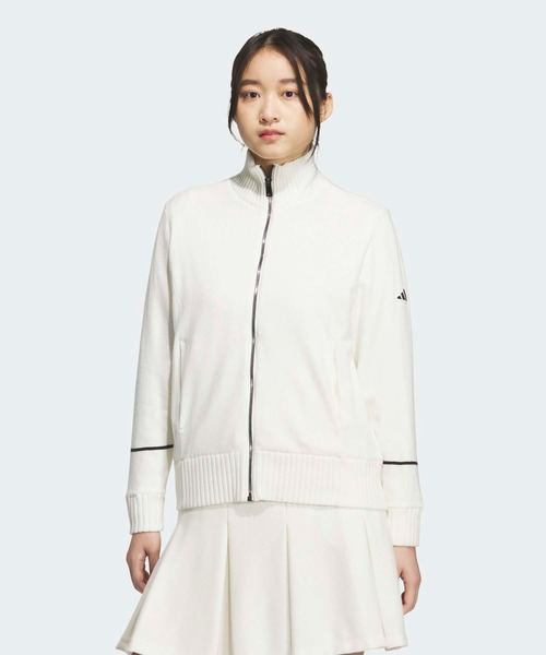 adidas(アディダス)の「防風性 裏地 フルジップ ニット セーター【adidas Golf/アディダスゴルフ】(ブルゾン・レディース・オフホワイト・X-LARGE/LARGE/MEDIUM)」の1枚目の写真