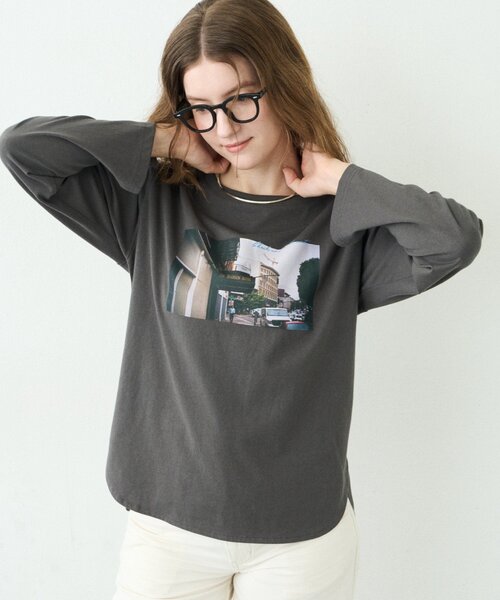 CIAOPANIC TYPY（チャオパニックティピー）の「∴シアー裏毛裾ラウンドフォトTee（Tシャツ/カットソー・レディース・ホワイト/チャコールグレー/アイボリー・ONE SIZE）」の3枚目の写真