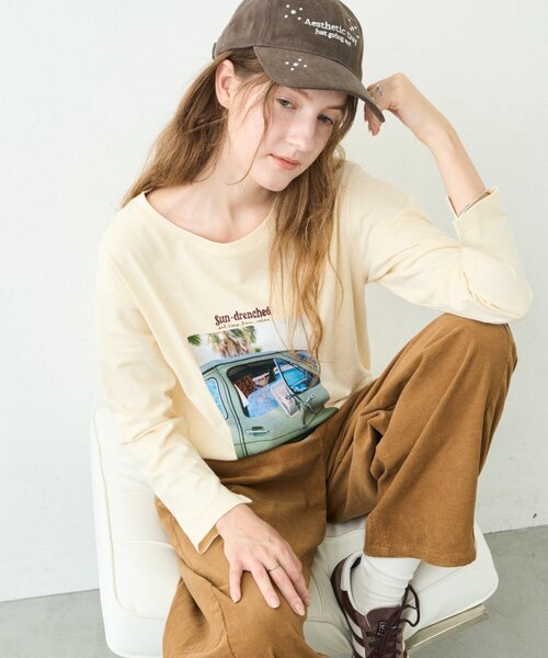 CIAOPANIC TYPY（チャオパニックティピー）の「∴シアー裏毛裾ラウンドフォトTee（Tシャツ/カットソー・レディース・ホワイト/チャコールグレー/アイボリー・ONE SIZE）」の2枚目の写真