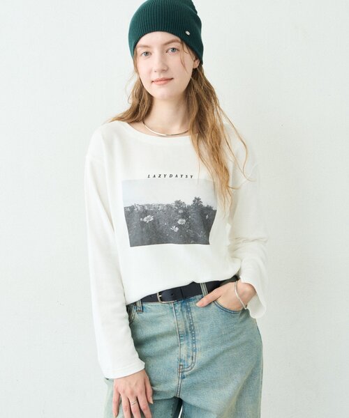 CIAOPANIC TYPY（チャオパニックティピー）の「∴シアー裏毛裾ラウンドフォトTee（Tシャツ/カットソー・レディース・ホワイト/チャコールグレー/アイボリー・ONE SIZE）」の5枚目の写真
