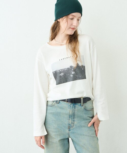 CIAOPANIC TYPY（チャオパニックティピー）の「∴シアー裏毛裾ラウンドフォトTee（Tシャツ/カットソー・レディース・ホワイト/チャコールグレー/アイボリー・ONE SIZE）」の7枚目の写真
