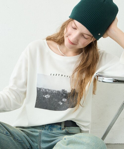 CIAOPANIC TYPY（チャオパニックティピー）の「∴シアー裏毛裾ラウンドフォトTee（Tシャツ/カットソー・レディース・ホワイト/チャコールグレー/アイボリー・ONE SIZE）」の8枚目の写真