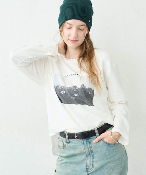 CIAOPANIC TYPY（チャオパニックティピー）の「∴シアー裏毛裾ラウンドフォトTee（Tシャツ/カットソー・レディース・ホワイト/チャコールグレー/アイボリー・ONE SIZE）」の9枚目の写真