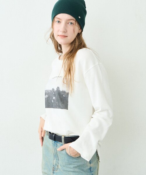 CIAOPANIC TYPY（チャオパニックティピー）の「∴シアー裏毛裾ラウンドフォトTee（Tシャツ/カットソー・レディース・ホワイト/チャコールグレー/アイボリー・ONE SIZE）」の10枚目の写真