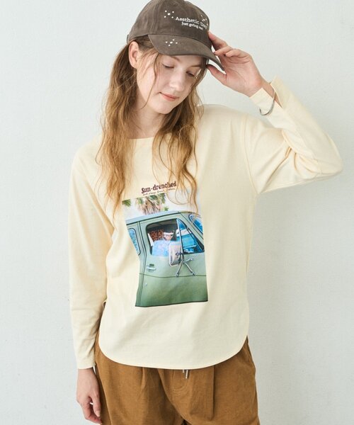 CIAOPANIC TYPY（チャオパニックティピー）の「∴シアー裏毛裾ラウンドフォトTee（Tシャツ/カットソー・レディース・ホワイト/チャコールグレー/アイボリー・ONE SIZE）」の18枚目の写真