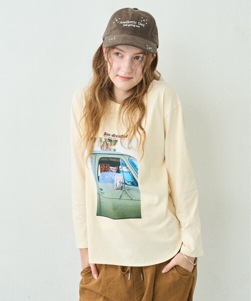 CIAOPANIC TYPY（チャオパニックティピー）の「∴シアー裏毛裾ラウンドフォトTee（Tシャツ/カットソー・レディース・ホワイト/チャコールグレー/アイボリー・ONE SIZE）」の20枚目の写真