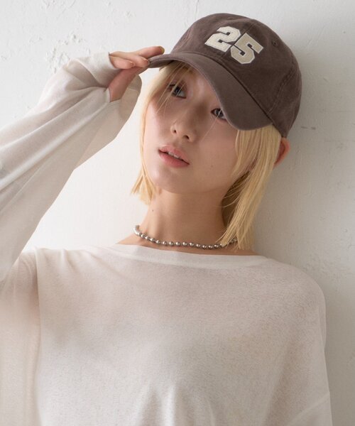 CIAOPANIC TYPY(チャオパニックティピー)の「25ナンバリングキャンパスキャップ(キャップ・レディース・ブラウン/ピンク/グリーン/ベージュ・ONE SIZE)」の5枚目の写真
