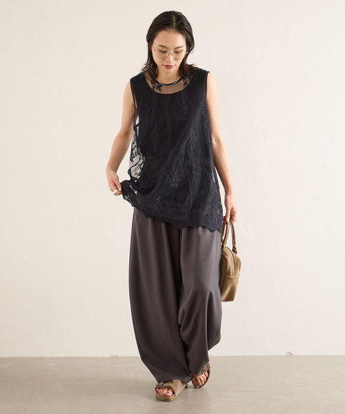 JOURNAL STANDARD(ジャーナルスタンダード)の「チュールスカラレースレイヤードノースリーブ(Tシャツ/カットソー・レディース・ブラック/アイボリー・FREE)」の5枚目の写真