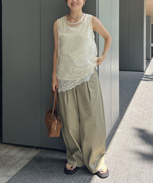 JOURNAL STANDARD(ジャーナルスタンダード)の「チュールスカラレースレイヤードノースリーブ(Tシャツ/カットソー・レディース・ブラック/アイボリー・FREE)」の11枚目の写真