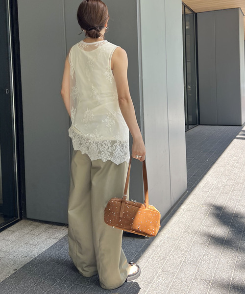 JOURNAL STANDARD(ジャーナルスタンダード)の「チュールスカラレースレイヤードノースリーブ(Tシャツ/カットソー・レディース・ブラック/アイボリー・FREE)」の12枚目の写真