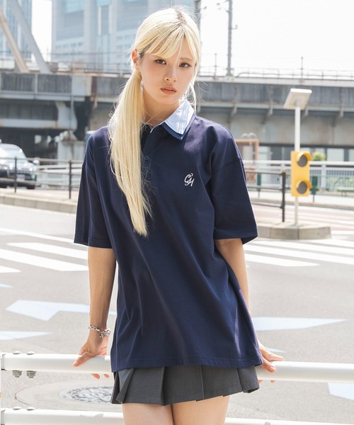 WEGO(ウィゴー)の「WEGO/【26年春夏新作】ダブルカラーポロ(ポロシャツ・メンズ・ネイビー/ブラック・MEDIUM/LARGE)」の1枚目の写真
