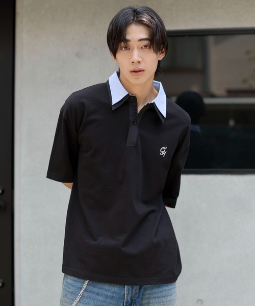 WEGO(ウィゴー)の「WEGO/【26年春夏新作】ダブルカラーポロ(ポロシャツ・メンズ・ネイビー/ブラック・MEDIUM/LARGE)」の2枚目の写真