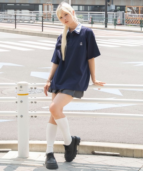 WEGO(ウィゴー)の「WEGO/【26年春夏新作】ダブルカラーポロ(ポロシャツ・メンズ・ネイビー/ブラック・MEDIUM/LARGE)」の5枚目の写真