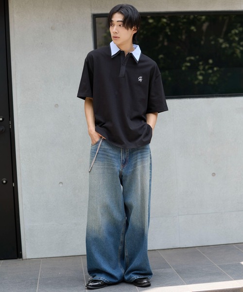 WEGO(ウィゴー)の「WEGO/【26年春夏新作】ダブルカラーポロ(ポロシャツ・メンズ・ネイビー/ブラック・MEDIUM/LARGE)」の3枚目の写真