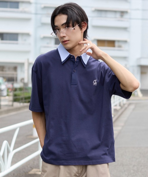 WEGO(ウィゴー)の「WEGO/【26年春夏新作】ダブルカラーポロ(ポロシャツ・メンズ・ネイビー/ブラック・MEDIUM/LARGE)」の15枚目の写真