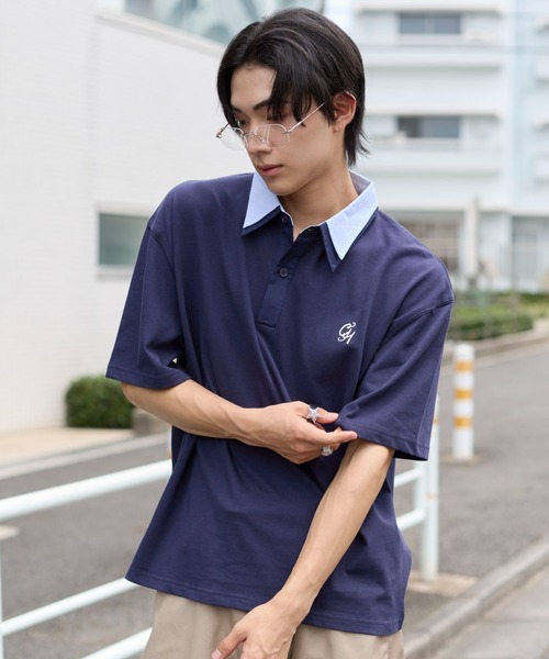 WEGO(ウィゴー)の「WEGO/【26年春夏新作】ダブルカラーポロ(ポロシャツ・メンズ・ネイビー/ブラック・MEDIUM/LARGE)」の17枚目の写真