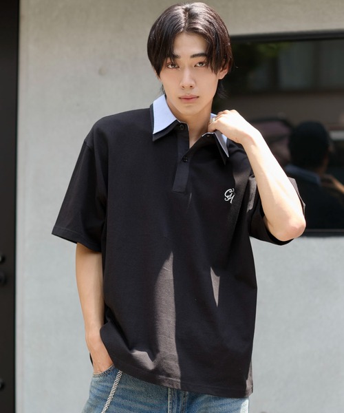WEGO(ウィゴー)の「WEGO/【26年春夏新作】ダブルカラーポロ(ポロシャツ・メンズ・ネイビー/ブラック・MEDIUM/LARGE)」の6枚目の写真