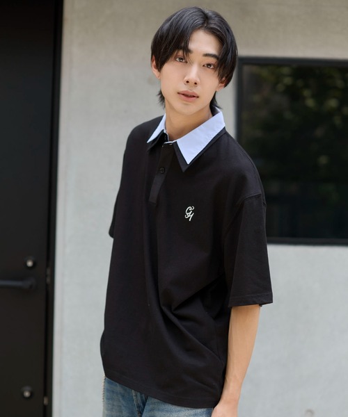 WEGO(ウィゴー)の「WEGO/【26年春夏新作】ダブルカラーポロ(ポロシャツ・メンズ・ネイビー/ブラック・MEDIUM/LARGE)」の7枚目の写真