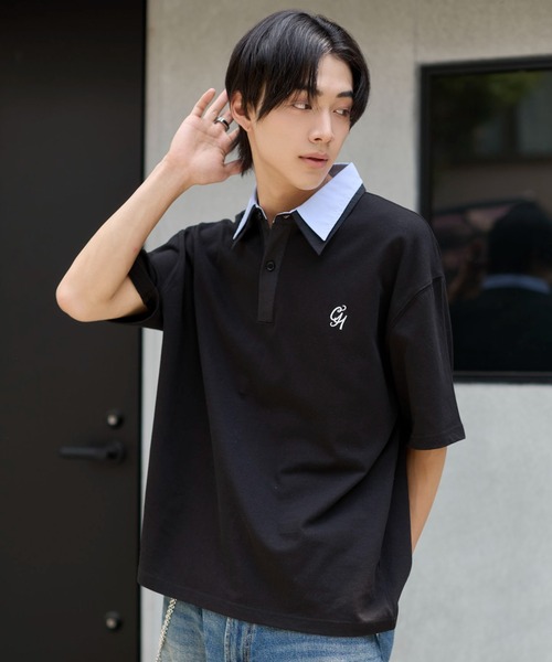 WEGO(ウィゴー)の「WEGO/【26年春夏新作】ダブルカラーポロ(ポロシャツ・メンズ・ネイビー/ブラック・MEDIUM/LARGE)」の8枚目の写真