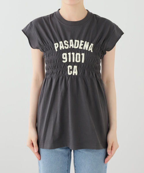 Various Timeless Arts(ヴァリアスタイムレスアーツ)の「Various Timeless Arts/ヴァリアス タイム レス アーツ SLOBE別注 シャーリングTEE(Tシャツ/カットソー・レディース・ホワイト/チャコールグレー/ボルドー・FREE)」の1枚目の写真
