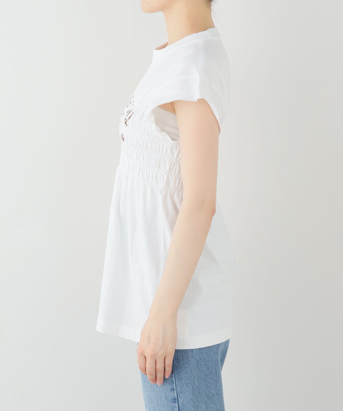 Various Timeless Arts(ヴァリアスタイムレスアーツ)の「Various Timeless Arts/ヴァリアス タイム レス アーツ SLOBE別注 シャーリングTEE(Tシャツ/カットソー・レディース・ホワイト/チャコールグレー/ボルドー・FREE)」の4枚目の写真
