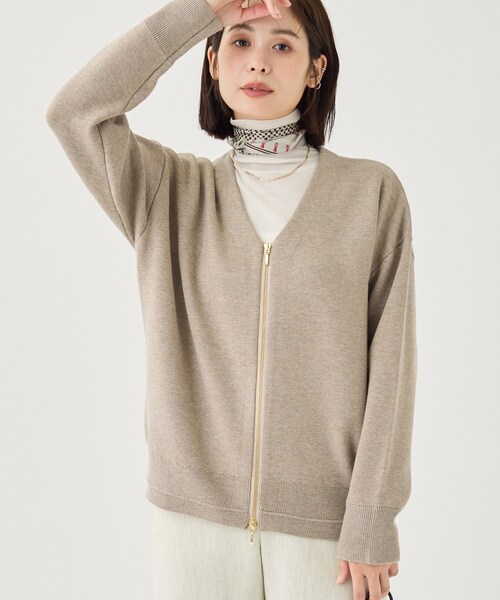 INDIVI(インディヴィ)の「【ミラノリブ編み】ジップニットブルゾン(カーディガン/ボレロ・レディース・ブラウン系8/ライトグレー系8/チャコールグレー・13/05/15 /38/34/19)」の21枚目の写真