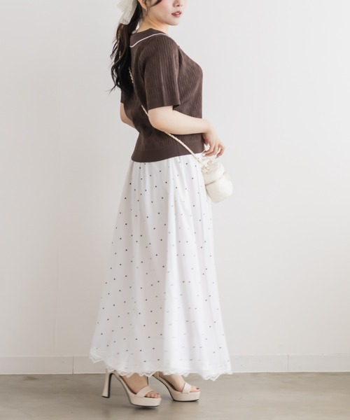 CLETTE(クレット)の「ミニケーブル襟付きニット(ニット/セーター・レディース・ブラウン/ブルー/ピンクベージュ・LL/4L/3L)」の6枚目の写真