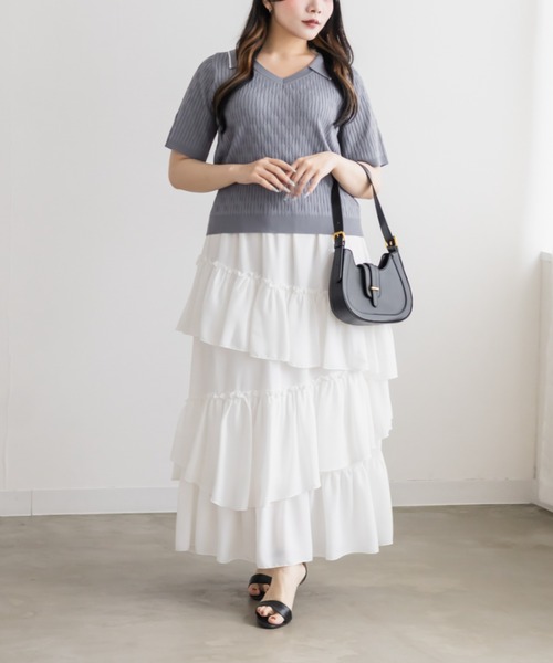 CLETTE(クレット)の「ミニケーブル襟付きニット(ニット/セーター・レディース・ブラウン/ブルー/ピンクベージュ・LL/4L/3L)」の9枚目の写真
