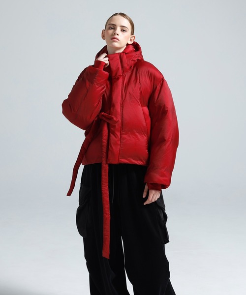 Y-3(ワイスリー)の「Y-3 HOODED PUFFER JACKET(ダウンジャケット/コート・レディース・レッド系・MEDIUM)」の1枚目の写真