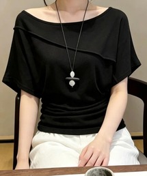 クルーネック切り替えTシャツ