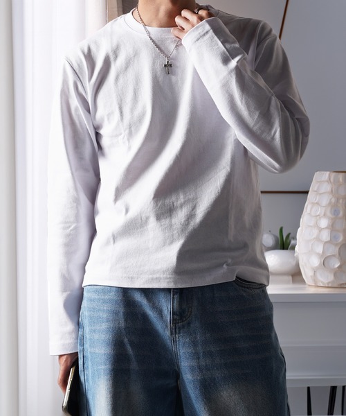 N.W.T(エヌダブルティー)の「【N.W.T】7.4oz クロップド L/S Tee / 7.4オンス ヘビーウェイト ボックスシルエット ショート丈 ロンT 綿100%(Tシャツ/カットソー・メンズ・ホワイト/ブラック・M/S/L)」の2枚目の写真