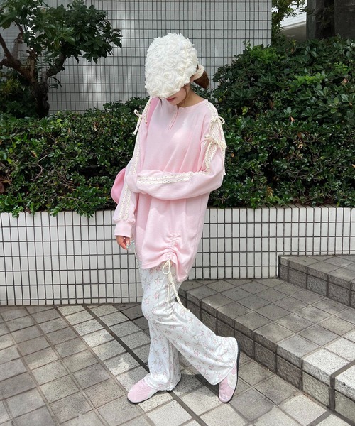 WC（ダブル シー）の「ドットラインリボンワッフルロンT（Tシャツ/カットソー・レディース・サックスブルー/ピンク/グレー・FREE）」の19枚目の写真