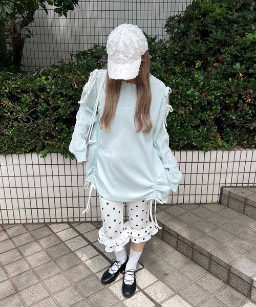 WC（ダブル シー）の「ドットラインリボンワッフルロンT（Tシャツ/カットソー・レディース・サックスブルー/ピンク/グレー・FREE）」の15枚目の写真