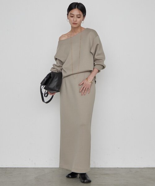 LOUNGEDRESS(ラウンジドレス)の「《2サイズ展開/美シルエット》【JAPAN MADE】ダンボールタイトスカート 秋服(スカート・レディース・モカ/オフホワイト・36/38)」の16枚目の写真