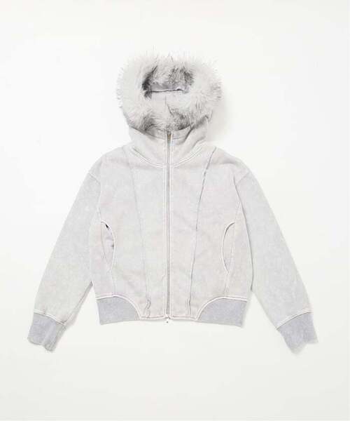 JOINT WORKS(ジョイントワークス)の「2Way ファージップパーカー / J Faux Fur Zip Hoodie(パーカー・レディース・ブラック/ライトグレー・FREE)」の20枚目の写真