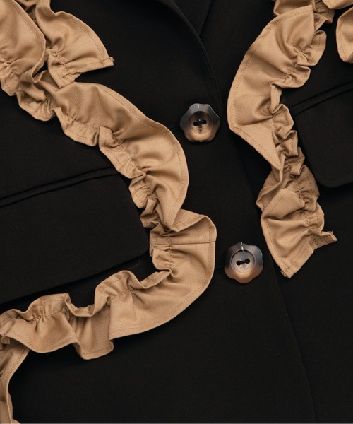 LA POMME petit（ラポミ・プチ）の「Frill Decorate Jacket/フリルデコレートジャケット（テーラードジャケット・レディース・ブラック・FREE）」の4枚目の写真