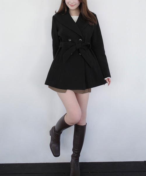 junoah(ジュノア)の「ショールカラーミドルコート(その他アウター・レディース・ブラック/ダークグレー/ブラウン・LARGE/MEDIUM/SMALL)」の5枚目の写真