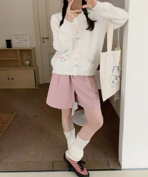 LEMOA(レモア)の「リボン&フラワー刺繍ニットカーディガン(カーディガン/ボレロ・レディース・ピンク/ホワイト/グレー・FREE)」の17枚目の写真