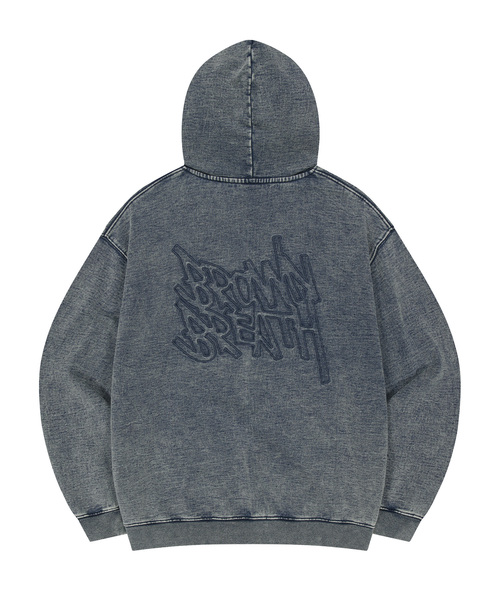 BROWNBREATH(ブラウンブレス)の「ウォッシュデニムスウェットフーディ(パーカー・レディース・ダークインディゴブルー/ブラック・X-LARGE/LARGE/MEDIUM/SMALL)」の1枚目の写真